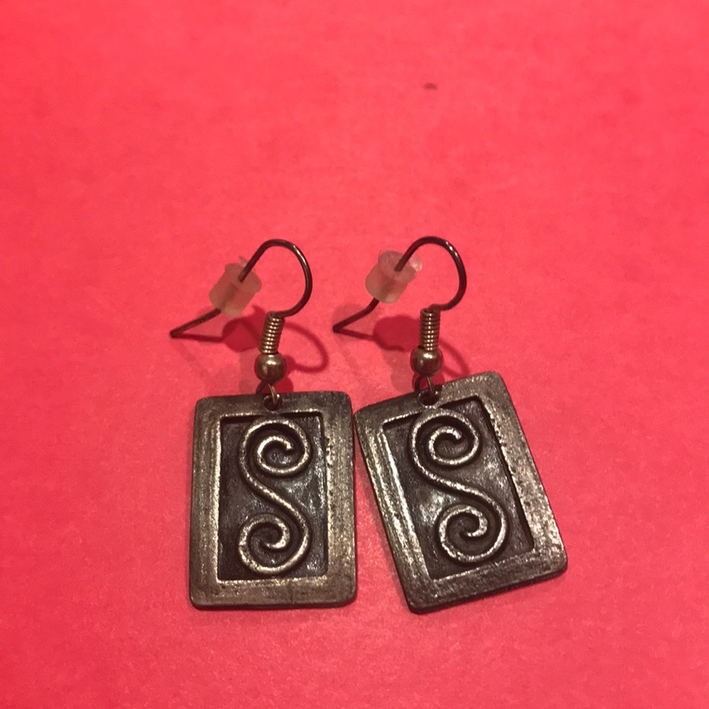 Handmade earrings. Never worn. Brushed gun metal